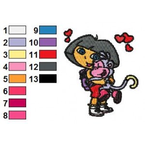 Dora The Explorer Hug The Monkey Embroidery Design